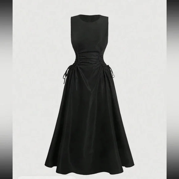 Black tie lace side midi maxi flowy fur no flare style Dre’s - Picture 3 of 3